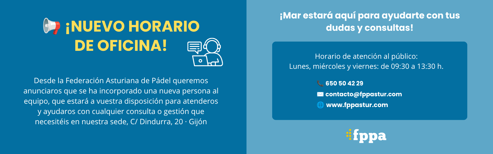 NUEVO HORARIO DE OFICINA